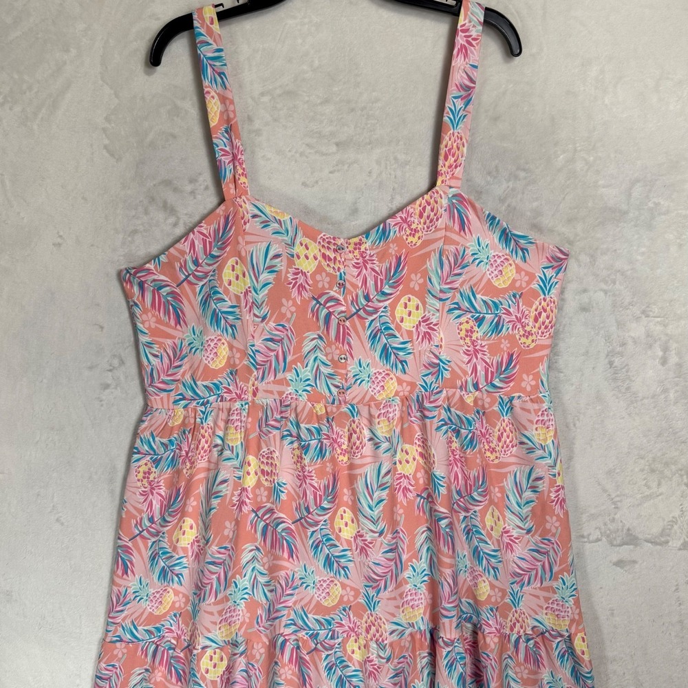 NWT Simply Southern Pineapple Print Midi Dress Size XXL Smocked Back Tiered Boho - Picture 5 of 14